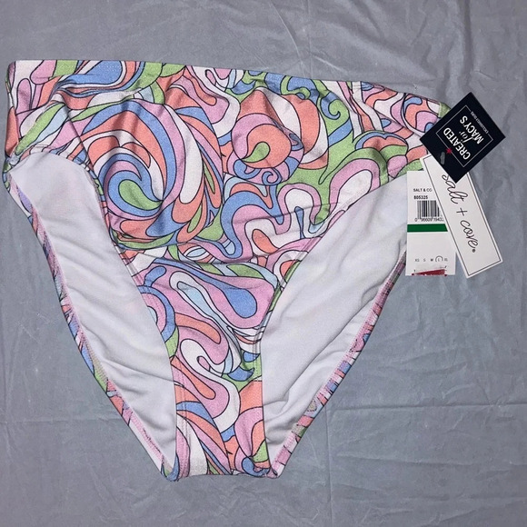 NWT SALT + COVE Juniors' Printed High-Waist Bikini Bottoms, Created For Macy's - Picture 2 of 5